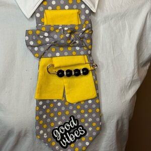 Polka Dot 'Good Vibes' Novelty Tie with Yellow Accents